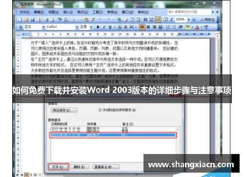 如何免费下载并安装Word 2003版本的详细步骤与注意事项